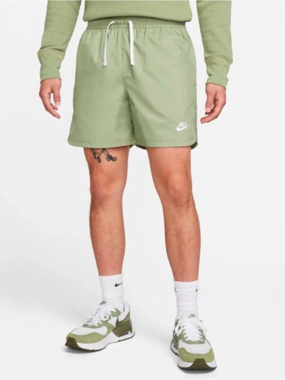 Nike Club Washed Flow Casual Woven 6" Shorts Oil Green DM6829-386 Men's Small